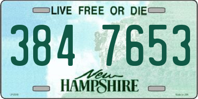 NH license plate 3847653