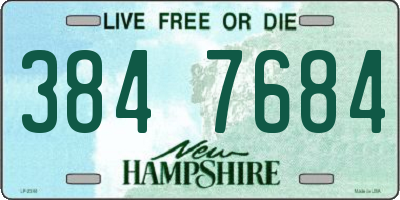 NH license plate 3847684