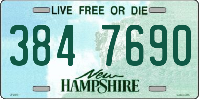 NH license plate 3847690