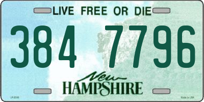 NH license plate 3847796