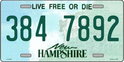NH license plate 3847892
