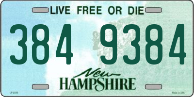NH license plate 3849384