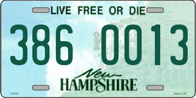 NH license plate 3860013