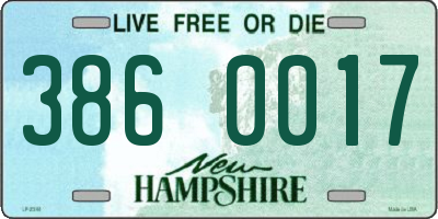 NH license plate 3860017