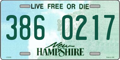 NH license plate 3860217