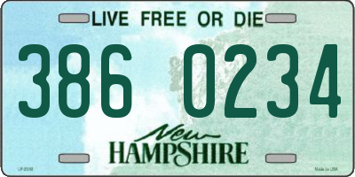 NH license plate 3860234