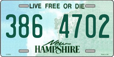 NH license plate 3864702