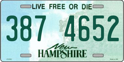 NH license plate 3874652