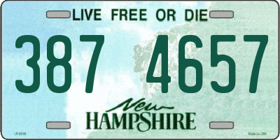 NH license plate 3874657