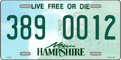 NH license plate 3890012