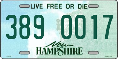 NH license plate 3890017