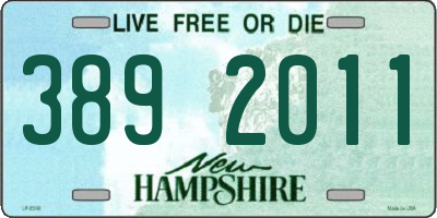NH license plate 3892011