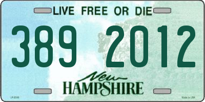 NH license plate 3892012