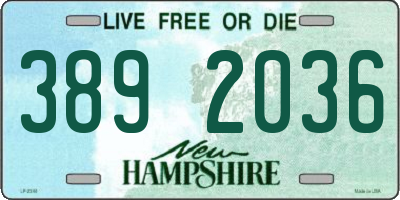 NH license plate 3892036