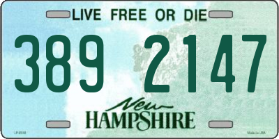 NH license plate 3892147