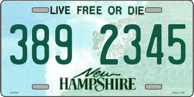 NH license plate 3892345