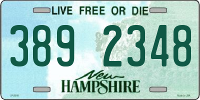 NH license plate 3892348