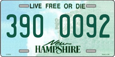 NH license plate 3900092