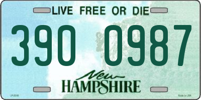 NH license plate 3900987