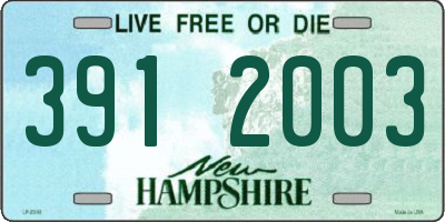 NH license plate 3912003
