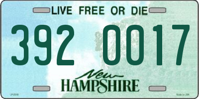 NH license plate 3920017