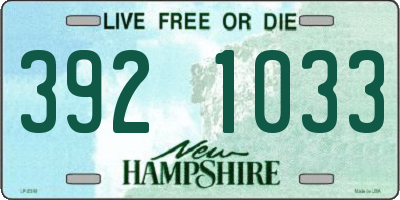 NH license plate 3921033