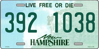 NH license plate 3921038