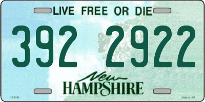 NH license plate 3922922