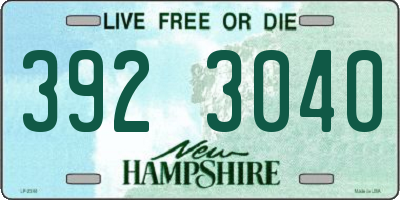 NH license plate 3923040