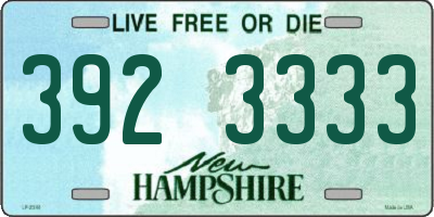 NH license plate 3923333