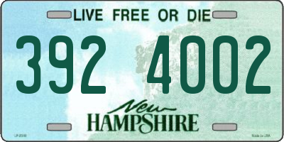 NH license plate 3924002