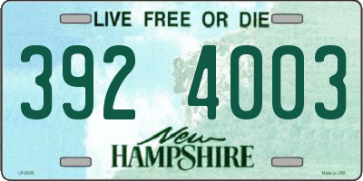 NH license plate 3924003