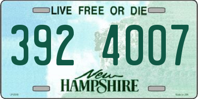 NH license plate 3924007