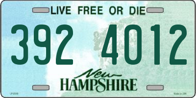 NH license plate 3924012