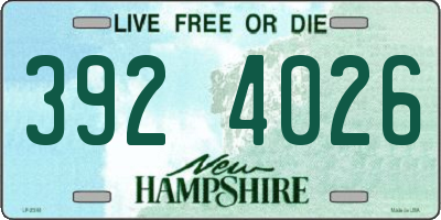 NH license plate 3924026