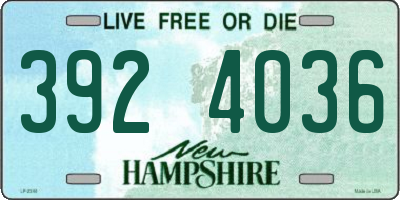 NH license plate 3924036