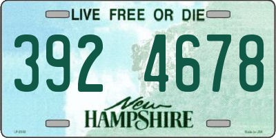 NH license plate 3924678