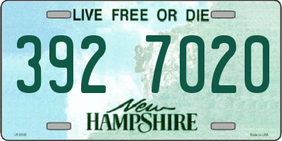 NH license plate 3927020