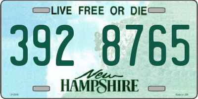 NH license plate 3928765