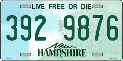 NH license plate 3929876