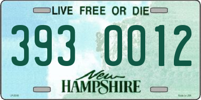 NH license plate 3930012