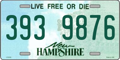 NH license plate 3939876