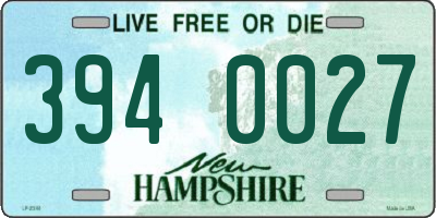 NH license plate 3940027