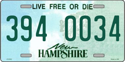 NH license plate 3940034