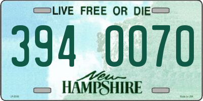 NH license plate 3940070