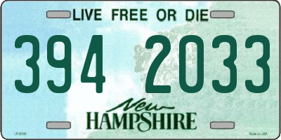 NH license plate 3942033