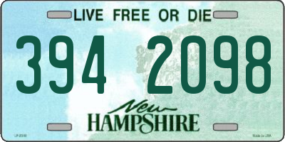 NH license plate 3942098
