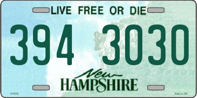 NH license plate 3943030