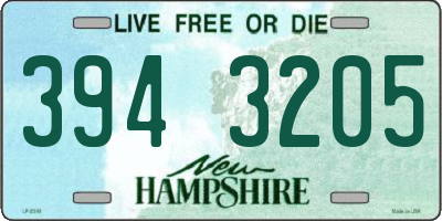 NH license plate 3943205