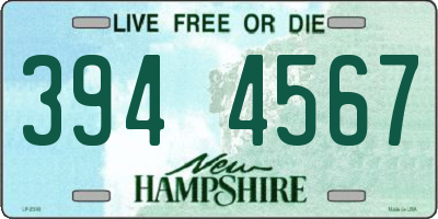 NH license plate 3944567